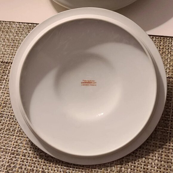 Vintage Limoges of France Chastagner White Covered Handled Serving Dish - Picture 4 of 7